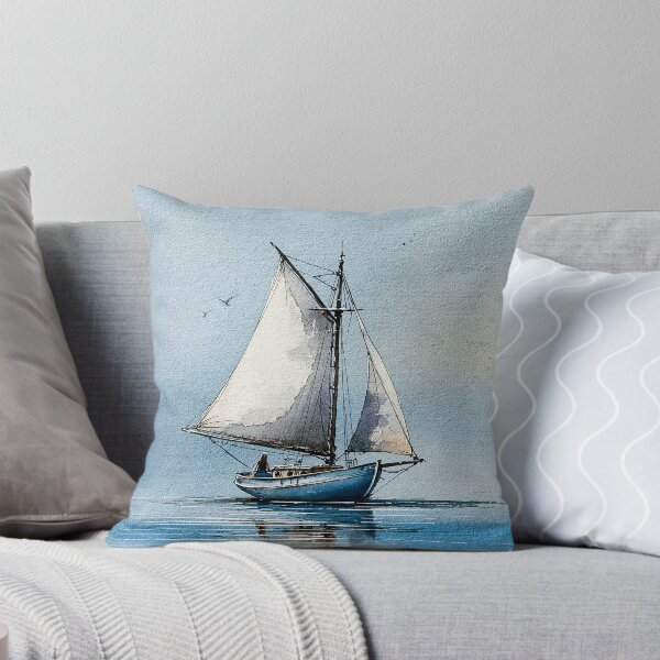 Item preview, Blue sailboat on calm water designed and sold by Neural Brushstrokes.