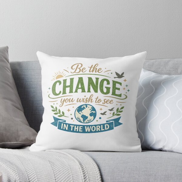 Item preview, Be the Change Inspirational Typography Design designed and sold by LiveLoveLearnBubble.