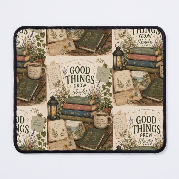 Item preview, Good Things Grow Slowly | Cottagecore Botanical Reading Nook Illustration designed and sold by Genesis-Ink.