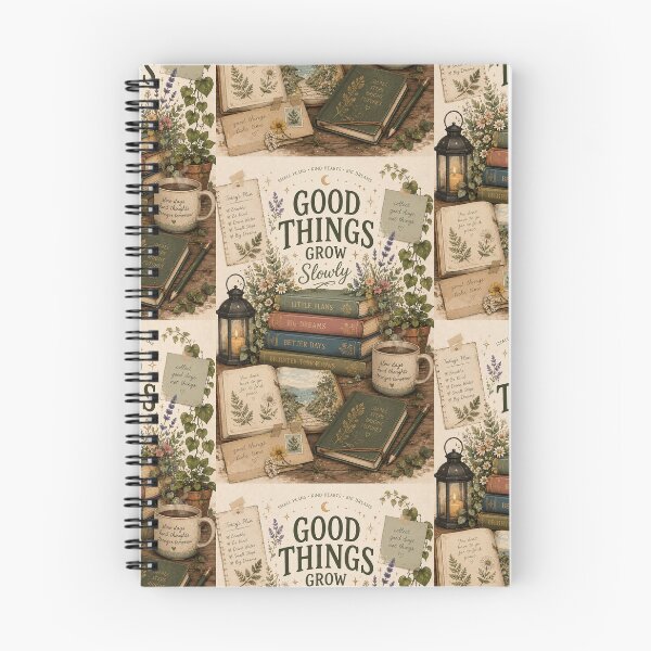Item preview, Good Things Grow Slowly | Cottagecore Botanical Reading Nook Illustration designed and sold by Genesis-Ink.