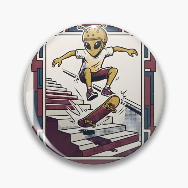 Item preview, Retro Skateboarding Alien Kickflip Graphic designed and sold by DuckOddity.