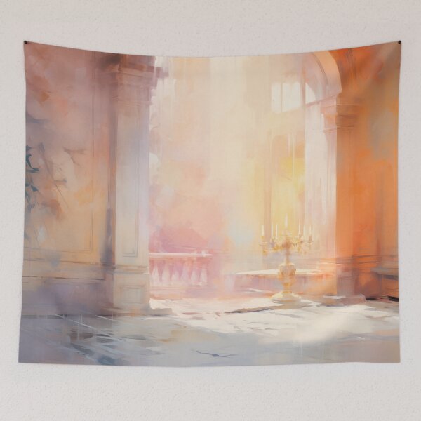 Item preview, Sunlit Grand Hall with a Golden Candelabrum designed and sold by AniDragonfly.