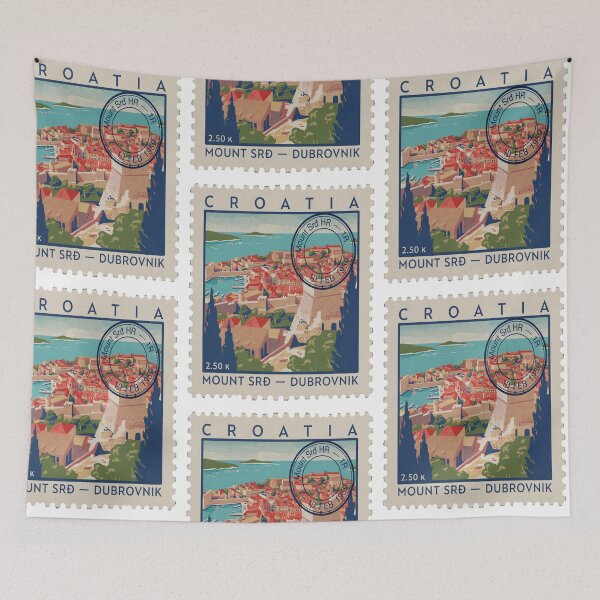 Item preview, Mount Srđ Dubrovnik Panorama Adriatic Postage Stamp Sticker designed and sold by stickercuffs.