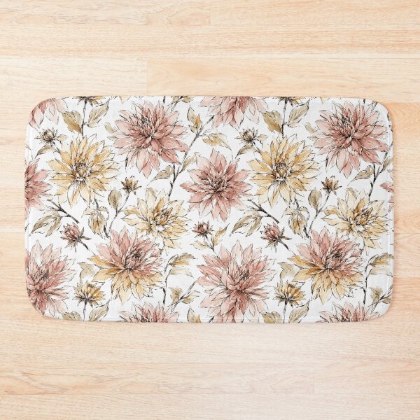 Item preview, Dahlia Loose Ink Sketch Watercolor Seamless Pattern designed and sold by Inkworksbyshery.