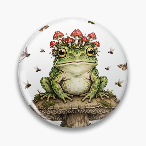 Item preview, Mushroom Crown Frog - Cute Frog Sitting on Mushroom with Amanita Hat designed and sold by Neurospicy Trolls.