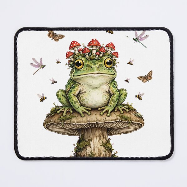 Item preview, Mushroom Crown Frog - Cute Frog Sitting on Mushroom with Amanita Hat designed and sold by Neurospicy Trolls.