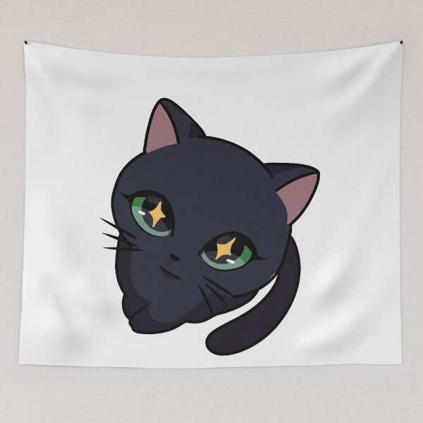 Item preview, Magical Black Cat - green eyes Kitten with Sparkle Eyes - Whimsical Anime Art designed and sold by Mypixieart.