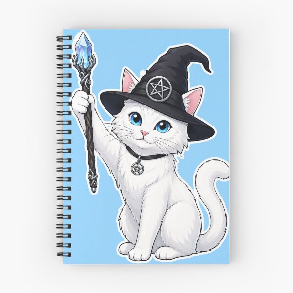Item preview, White Magick Witch Cat With Wand and Pentacle designed and sold by Witch Joseph.