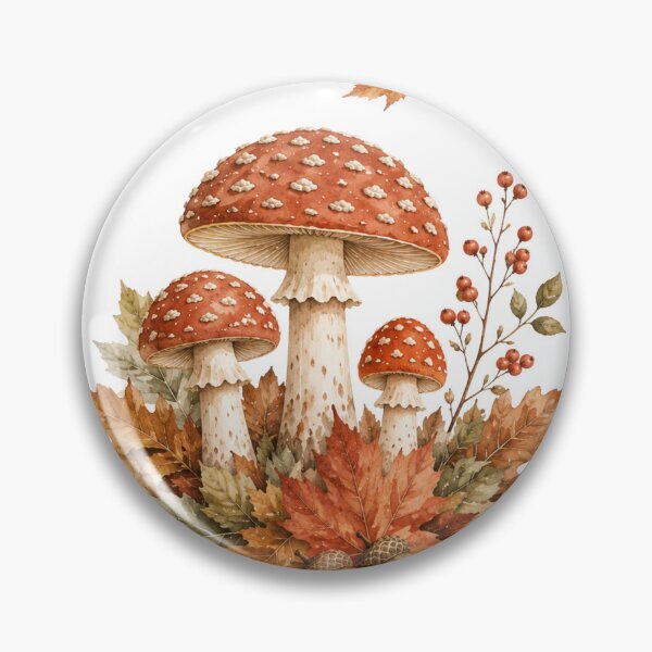 Item preview, Mushrooms in Autumn Leaves — Cozy Fall Cottagecore Art designed and sold by DreamelleStudio.