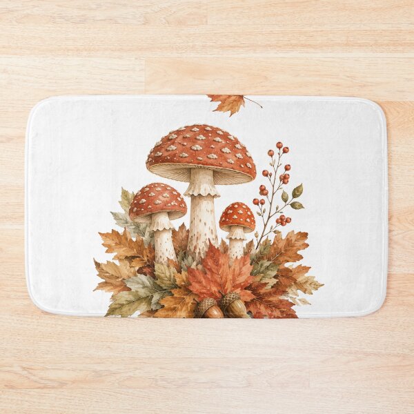 Item preview, Mushrooms in Autumn Leaves — Cozy Fall Cottagecore Art designed and sold by DreamelleStudio.