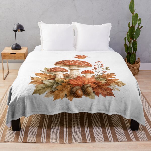 Item preview, Mushrooms in Autumn Leaves — Cozy Fall Cottagecore Art designed and sold by DreamelleStudio.