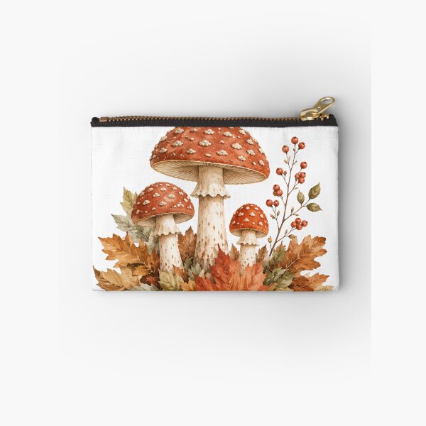 Item preview, Mushrooms in Autumn Leaves — Cozy Fall Cottagecore Art designed and sold by DreamelleStudio.