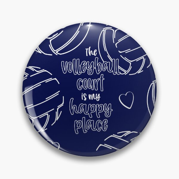 Item preview, Line art volleyballs with happy place text pattern - navy blue designed and sold by katzdzynes.