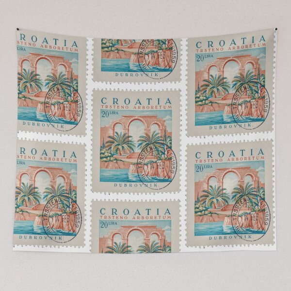 Item preview, Trsteno Arboretum Croatia Adriatic Postage Stamp Sticker designed and sold by stickercuffs.
