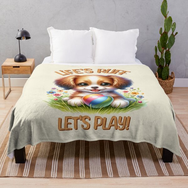 Item preview, Life's Ruff Let's Play Cute Puppy with Ball | Funny Dog Lover Design designed and sold by Sachie's Studio.