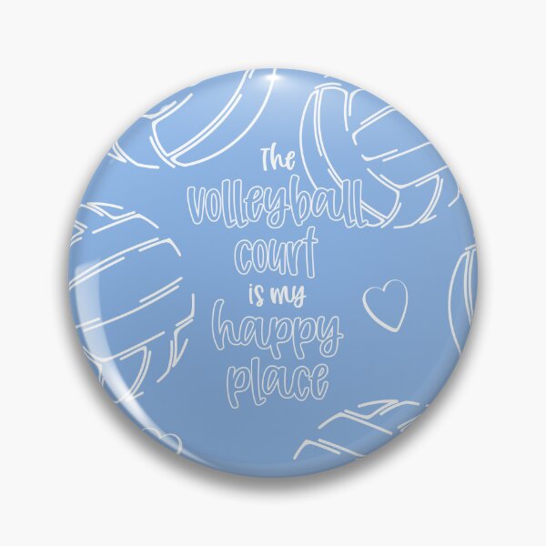Item preview, Line art volleyballs with happy place text pattern - light blue designed and sold by katzdzynes.
