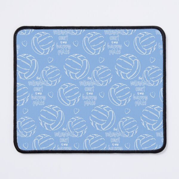 Item preview, Line art volleyballs with happy place text pattern - light blue designed and sold by katzdzynes.