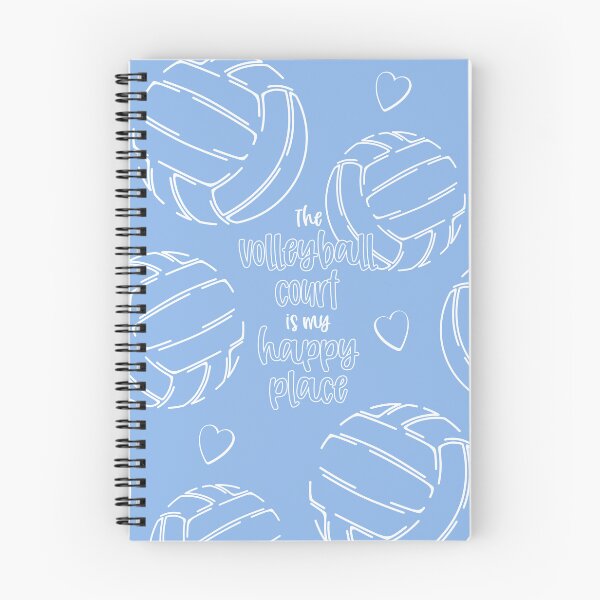 Item preview, Line art volleyballs with happy place text pattern - light blue designed and sold by katzdzynes.