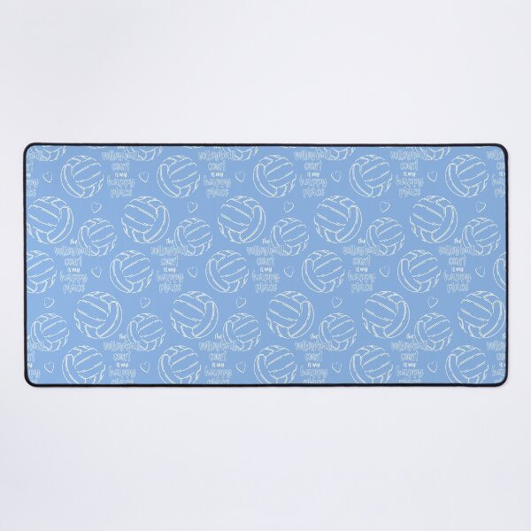 Item preview, Line art volleyballs with happy place text pattern - light blue designed and sold by katzdzynes.