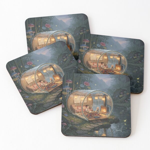 Item preview, Cozy Glass Cottage by the Firefly River designed and sold by Neural Brushstrokes.
