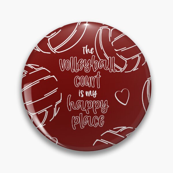 Item preview, Line art volleyballs with happy place text pattern - maroon designed and sold by katzdzynes.