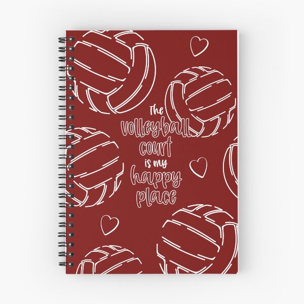 Item preview, Line art volleyballs with happy place text pattern - maroon designed and sold by katzdzynes.