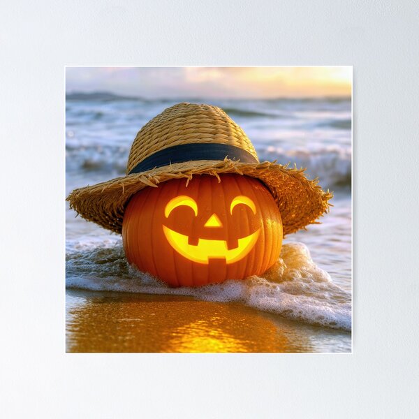 Item preview, Happy Jack-o-lantern on the Beach designed and sold by Maria Dryfhout.