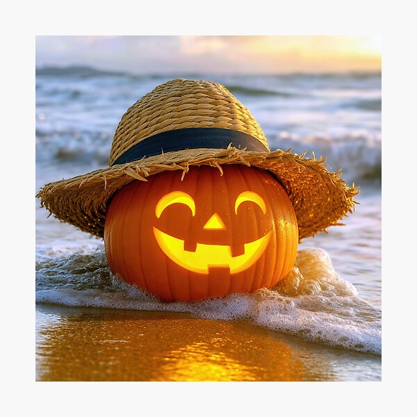 Item preview, Happy Jack-o-lantern on the Beach designed and sold by Maria Dryfhout.