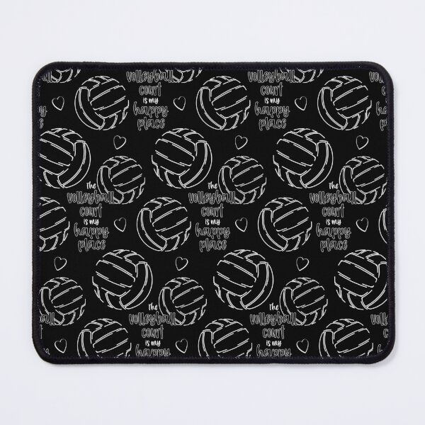 Item preview, Line art volleyballs with happy place text pattern - black designed and sold by katzdzynes.