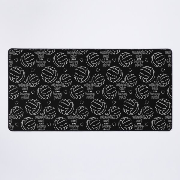Item preview, Line art volleyballs with happy place text pattern - black designed and sold by katzdzynes.