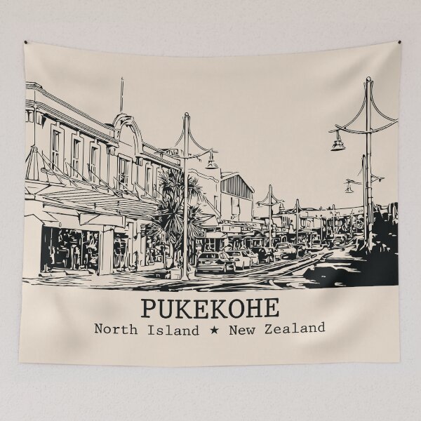 Item preview, Pukekohe NZ - Vintage Ink Cityscape designed and sold by Lakeric.