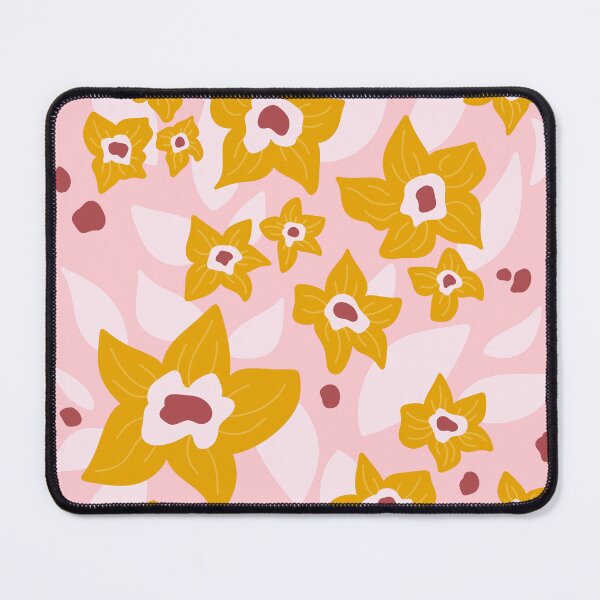 Item preview, Golden Blooms – Bold Retro Floral Pattern on Pink designed and sold by BuckaBaby.