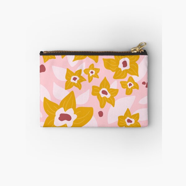 Item preview, Golden Blooms – Bold Retro Floral Pattern on Pink designed and sold by BuckaBaby.