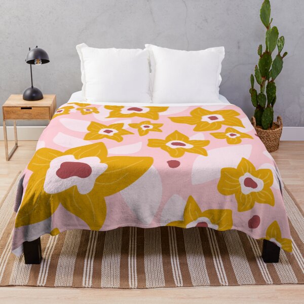 Item preview, Golden Blooms – Bold Retro Floral Pattern on Pink designed and sold by BuckaBaby.