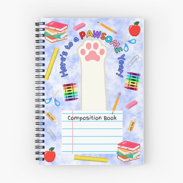 Item preview, White Cat Pawsome School Year Composition Book designed and sold by MYCatStuff.