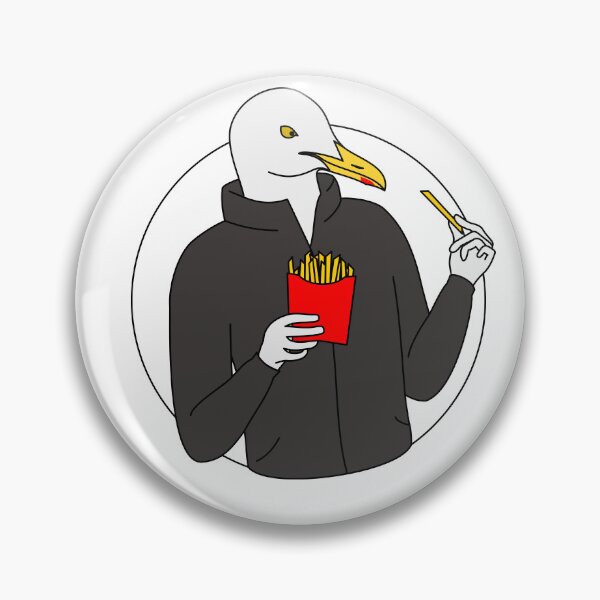 Item preview, Cartoon anthropomorphic seagull holding a box of chips designed and sold by Veebee-S.