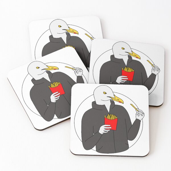 Item preview, Cartoon anthropomorphic seagull holding a box of chips designed and sold by Veebee-S.