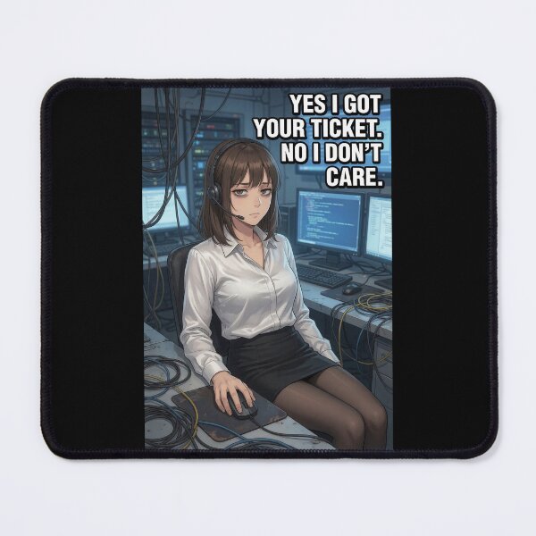 Item preview, Yes I Got Your Ticket No I Don't Care | Funny IT Support Help Desk Anime Meme designed and sold by Amber Sky Creations.