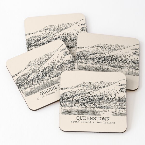 Item preview, Queenstown NZ - Vintage Ink Cityscape designed and sold by Lakeric.