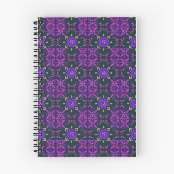 Item preview, Navy Blue Pink Folk Floral Pattern designed and sold by 555Design.