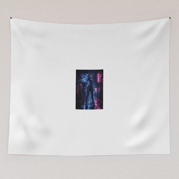Item preview, Electric Blue Cyberpunk Heroine in Neon Alley designed and sold by CathryneDelamort.
