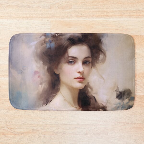 Item preview, Brunette Portrait of Victorian Woman with Pink Roses designed and sold by AniDragonfly.