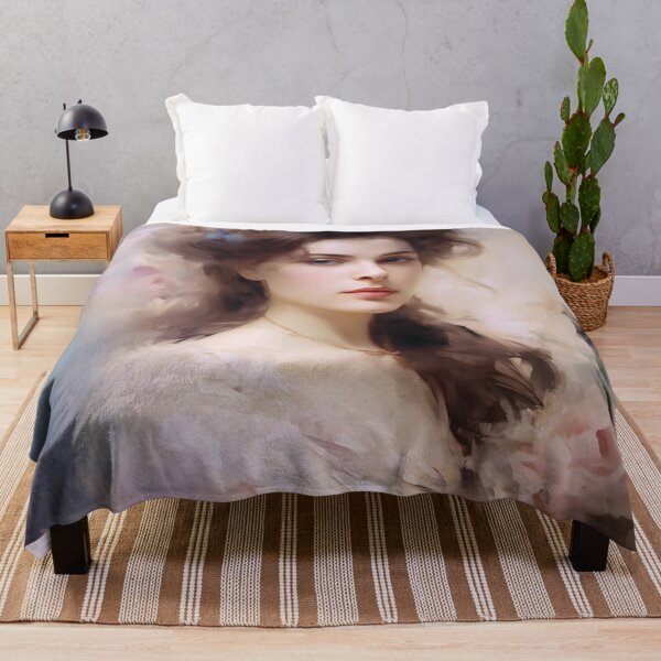 Item preview, Brunette Portrait of Victorian Woman with Pink Roses designed and sold by AniDragonfly.
