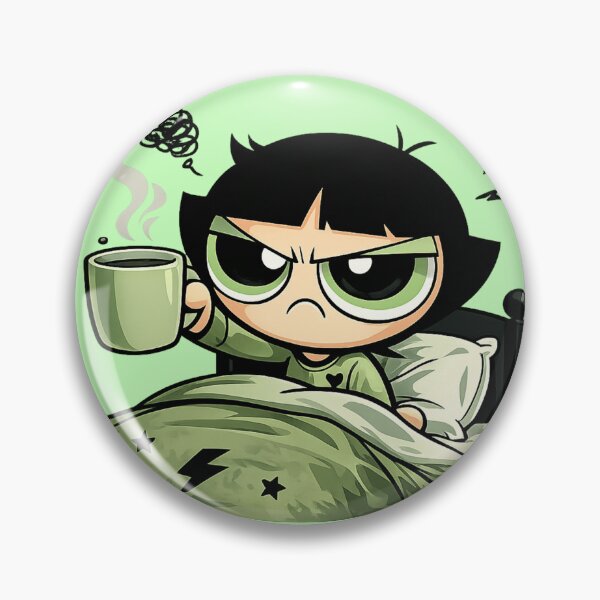 Item preview, Grumpy Green Morning Mood | Angry Cartoon Girl with Coffee Mug Sticker designed and sold by designbyuzi.