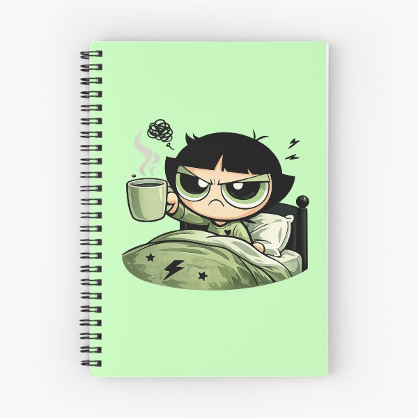 Item preview, Grumpy Green Morning Mood | Angry Cartoon Girl with Coffee Mug Sticker designed and sold by designbyuzi.