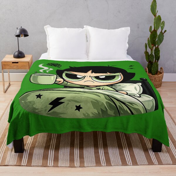 Item preview, Grumpy Green Morning Mood | Angry Cartoon Girl with Coffee Mug Sticker designed and sold by designbyuzi.