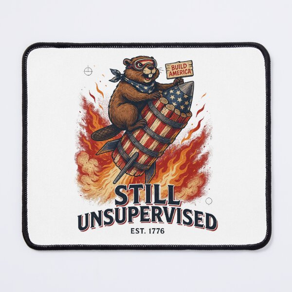 Item preview, Still Unsupervised Build America Beaver Rocket Tee v2 designed and sold by DarylWelsh2024.