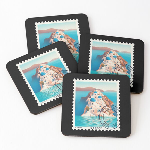 Item preview, Santorini Greece Oia Caldera Blue Domes Stamp Sticker designed and sold by stickercuffs.