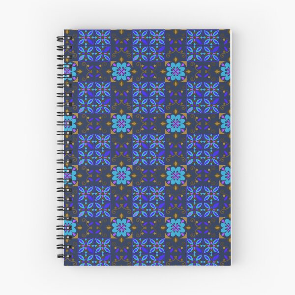 Item preview, Teal Blue Gold Folk Floral Checkerboard Pattern designed and sold by 555Design.
