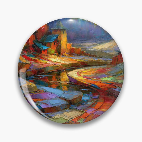Item preview, Rainbow Paths Through the Mountain Village designed and sold by Neural Brushstrokes.